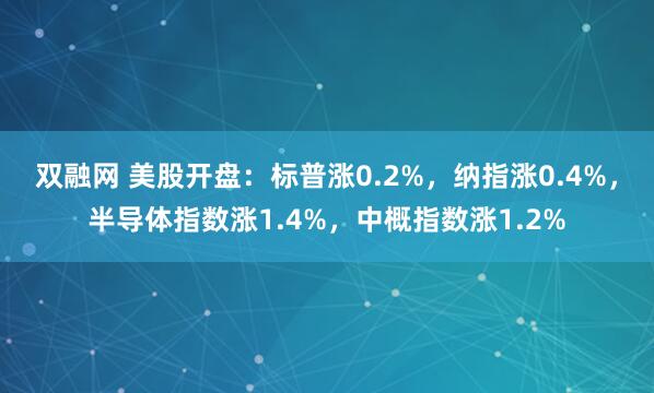 双融网 美股开盘：标普涨0.2%，纳指涨0.4%，半导体指数涨1.4%，中概指数涨1.2%